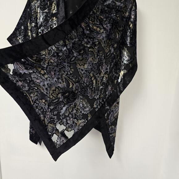 J Jill Kimono Ruana Size S-L Velvet Burnout Floral Open Front Boho Gypsy Paisley - Picture 7 of 9